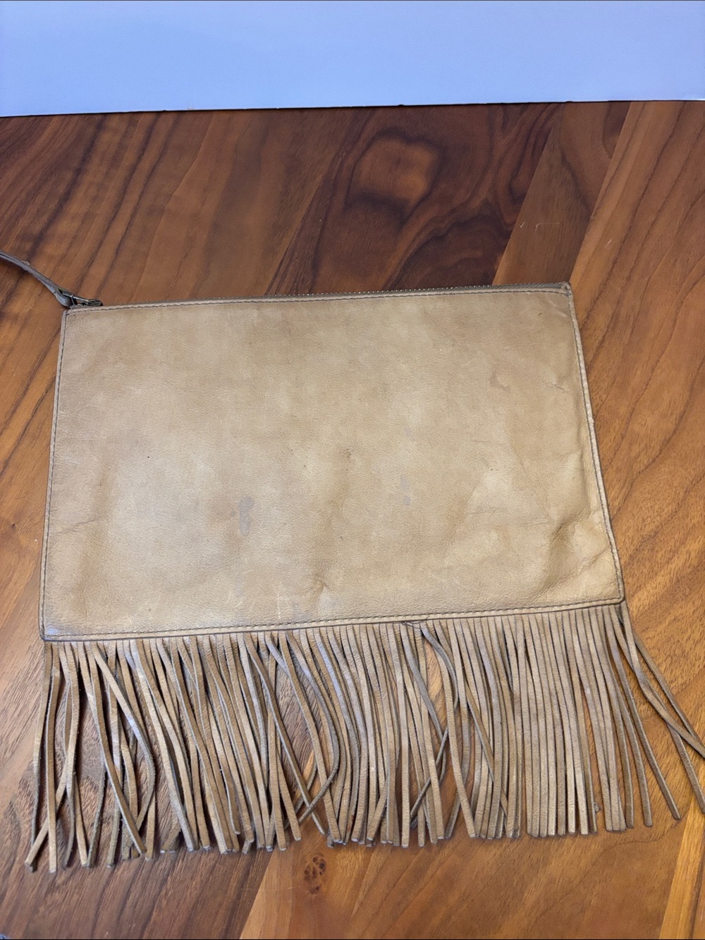 Madewell Fringed Leather Clutch - Beige